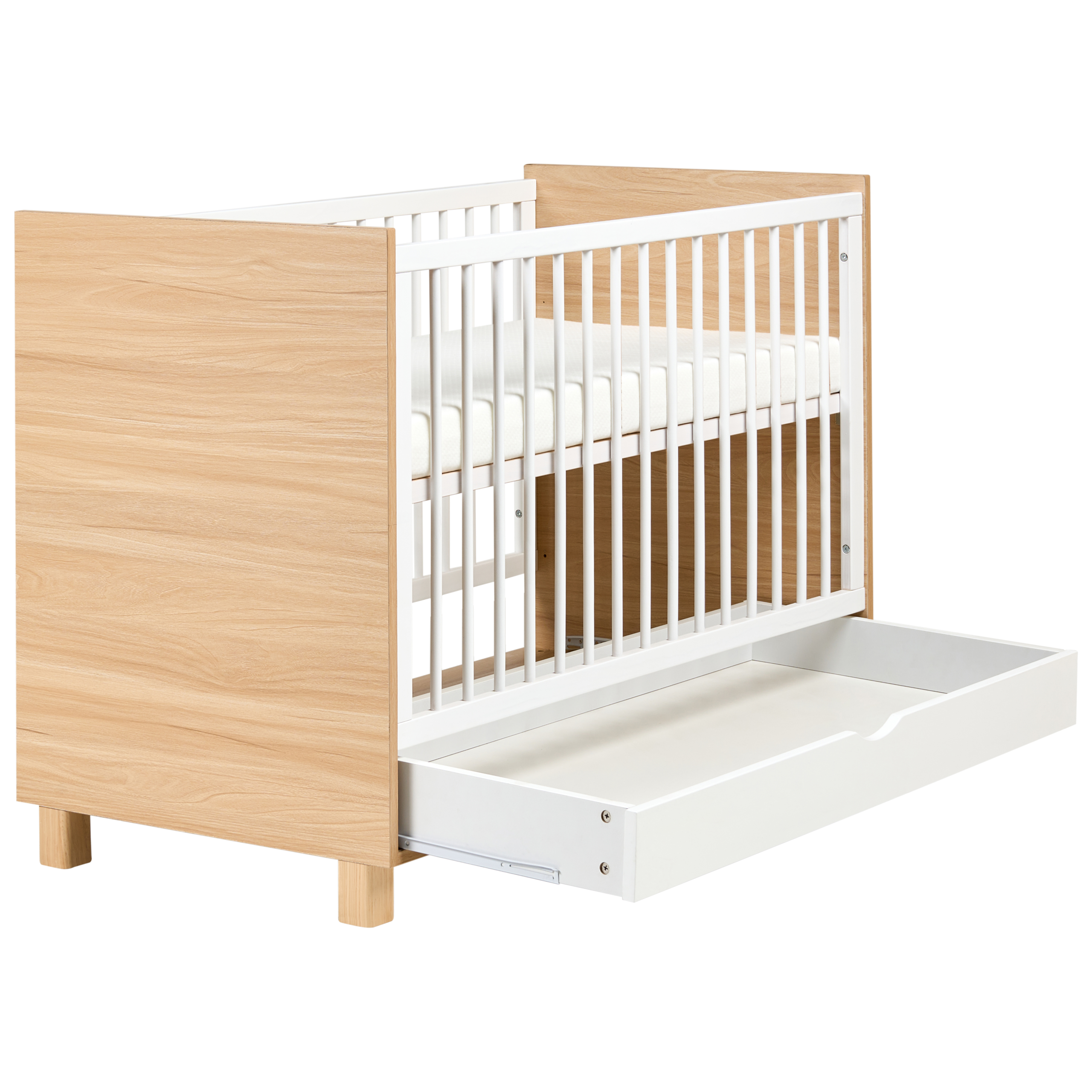 Babyseng med opbevaringsskuffe GUNNAR 60 x 120 cm Hvid