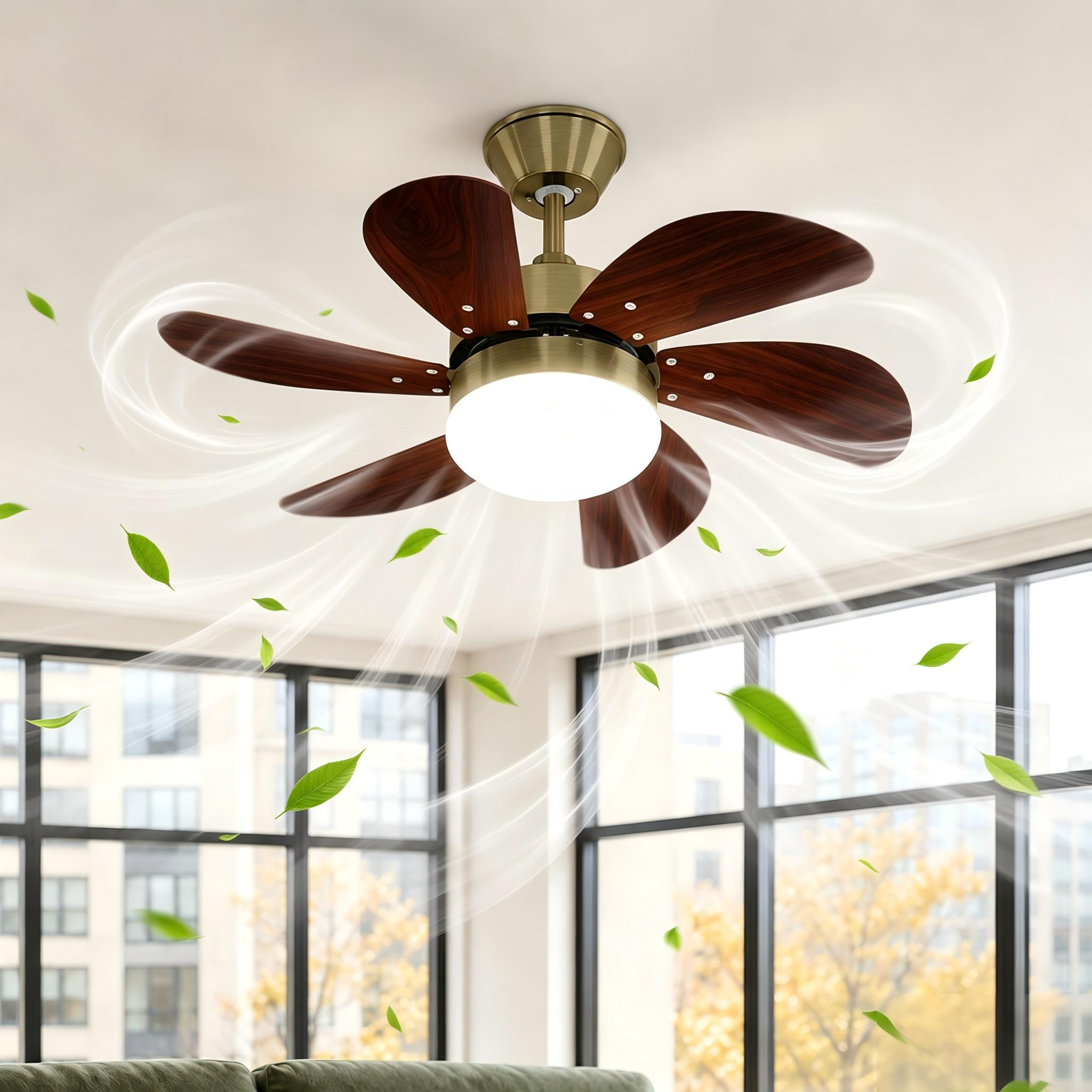 NETTLIFE hvid loftsventilator med lys, fjernbetjening, støjsvag, timer, 6 blade, til soveværelset