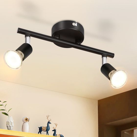 NETTLIFE 2 sorte LED loftspotlights, 330° drejelige, GU10, væglampe til entré, soveværelse, stue
