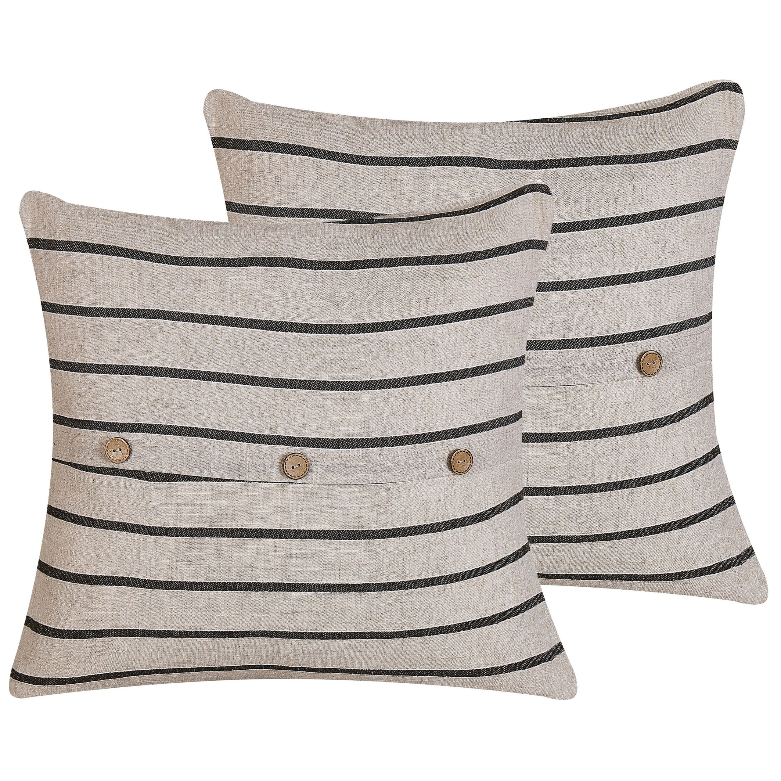 Sæt af 2 pyntepuder CYNARA 43 x 43 cm Bomuld Beige Stribet mønster