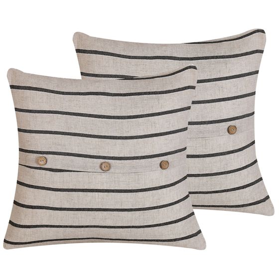 Sæt af 2 pyntepuder CYNARA 43 x 43 cm Bomuld Beige Stribet mønster