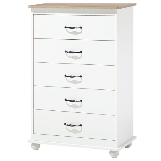 5 skuffers commode SHARON Hvid