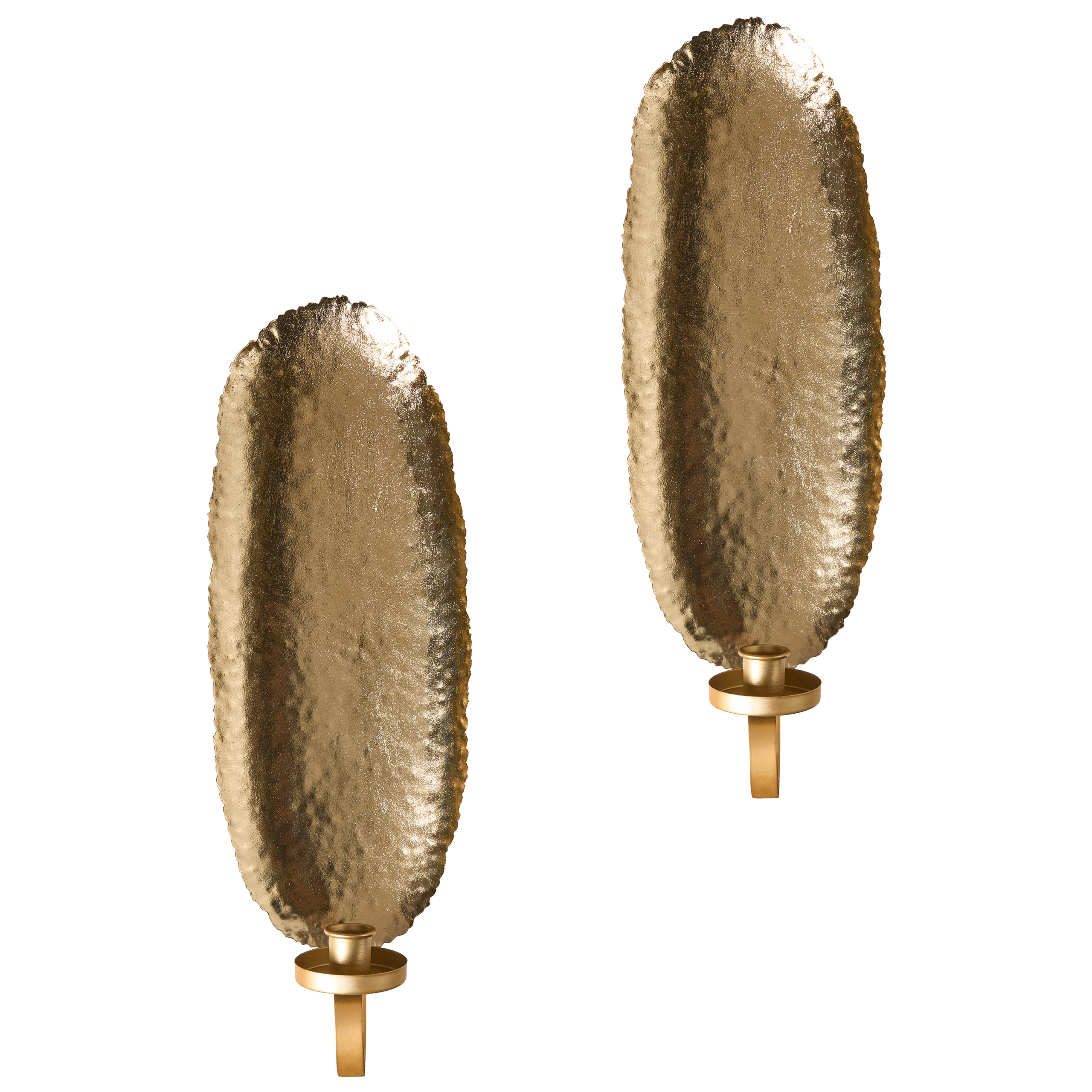 Sæt af 2 væglysestager FEIJO 44 cm Metal Guld