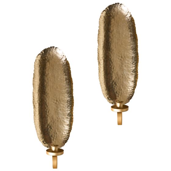 Sæt af 2 væglysestager FEIJO 44 cm Metal Guld