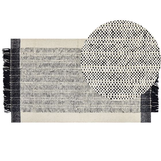 Gulvtæppe KETENLI Hvid 80 x 150 cm Uld