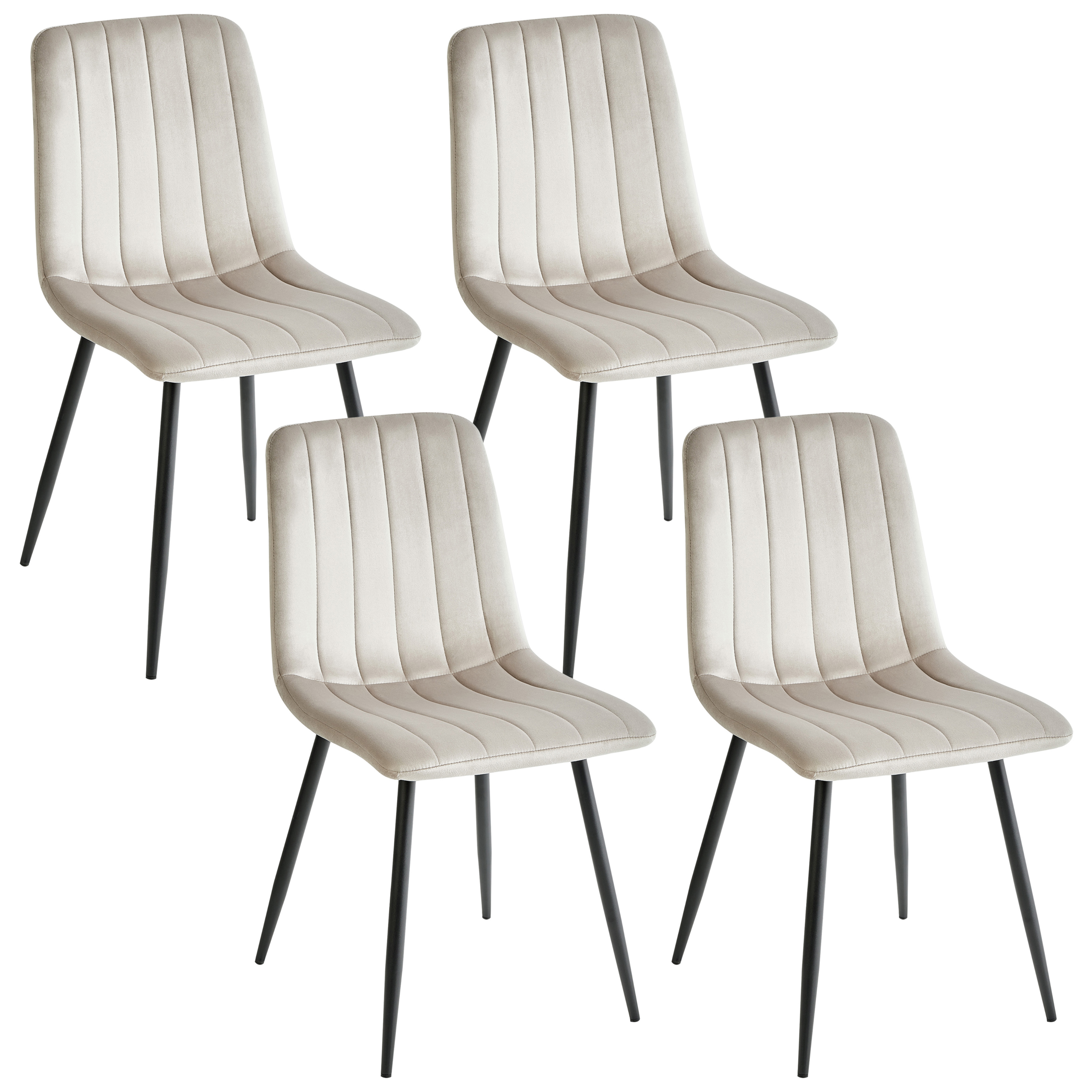 Sæt med 4 spisebordsstole KALISPELL Velour Beige
