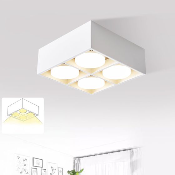 NETTLIFE 4 LED-loftsspotlights, justerbare, varm hvide, GX53, 4x5W, firkantede, moderne