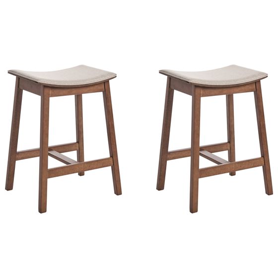 Sæt af 2 barstole DIXON Træ Mørkebrun/beige