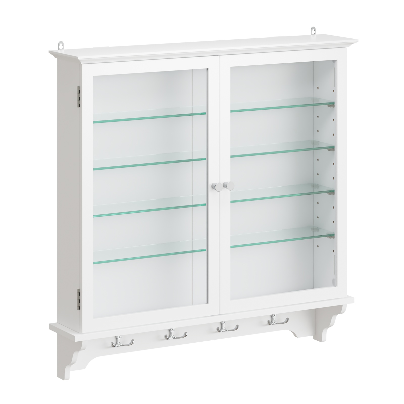 Vægmonteret garderobeskab med glasdøre, hvid, 68.5x62.5 cm, FSB114-E-W