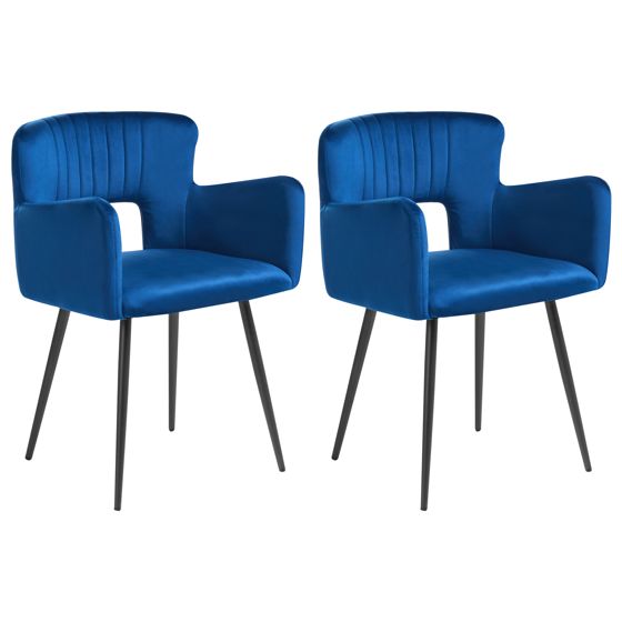 Sæt med 2 spisebordsstole SANILAC Velour Navy Blå