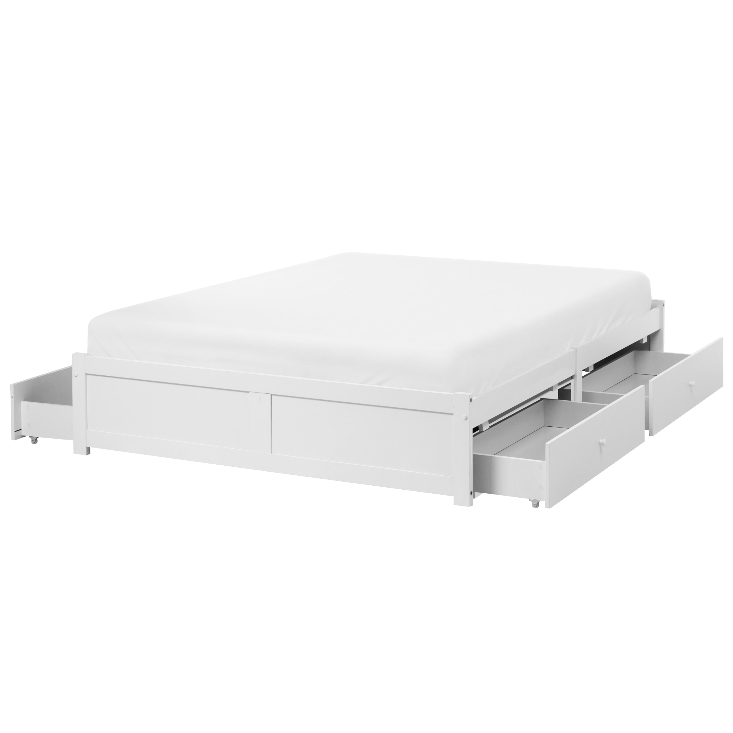 Seng med opbevaringsskuffer uden sengegavl BRUX Hvid 160 x 200 cm