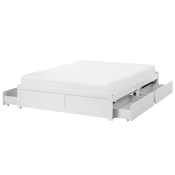 Seng med opbevaringsskuffer uden sengegavl BRUX Hvid 160 x 200 cm