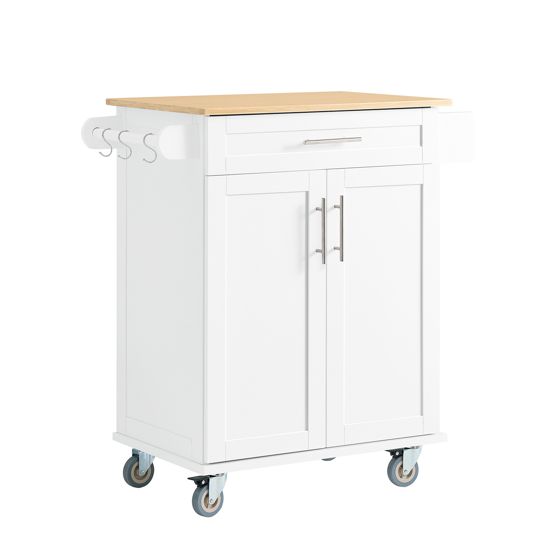 Køkkenvogn med skuffe og døre, hvid, 83.0x46.0x91.0 cm, FKW13-II-WN