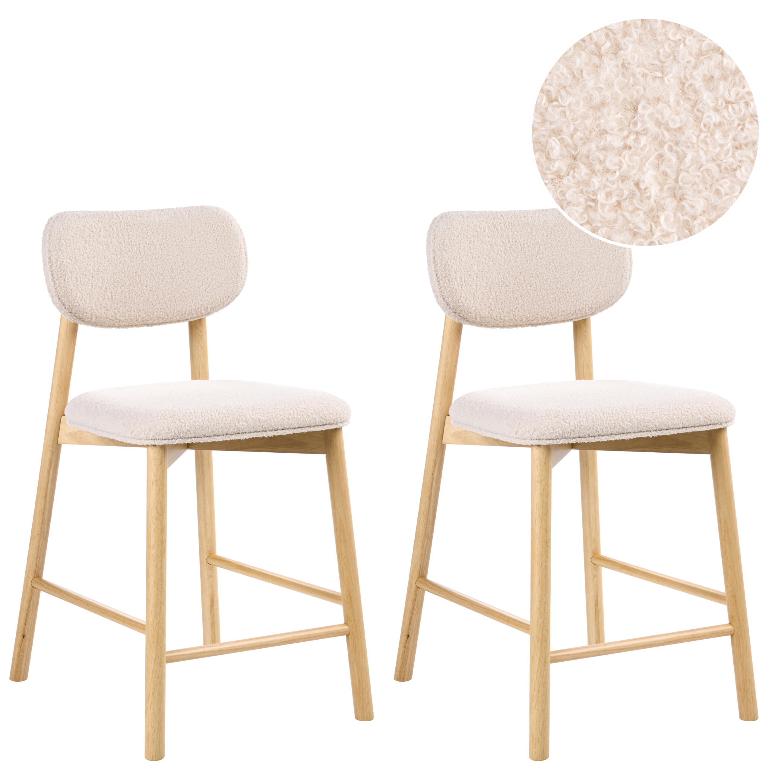 Sæt med 2 barstole MILLS Boucle Lysebrun/beige