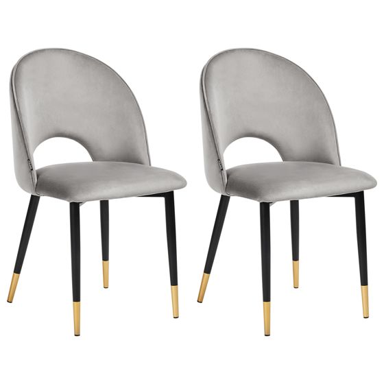 Sæt med 2 spisebordsstole MAGALIA Velour Grå