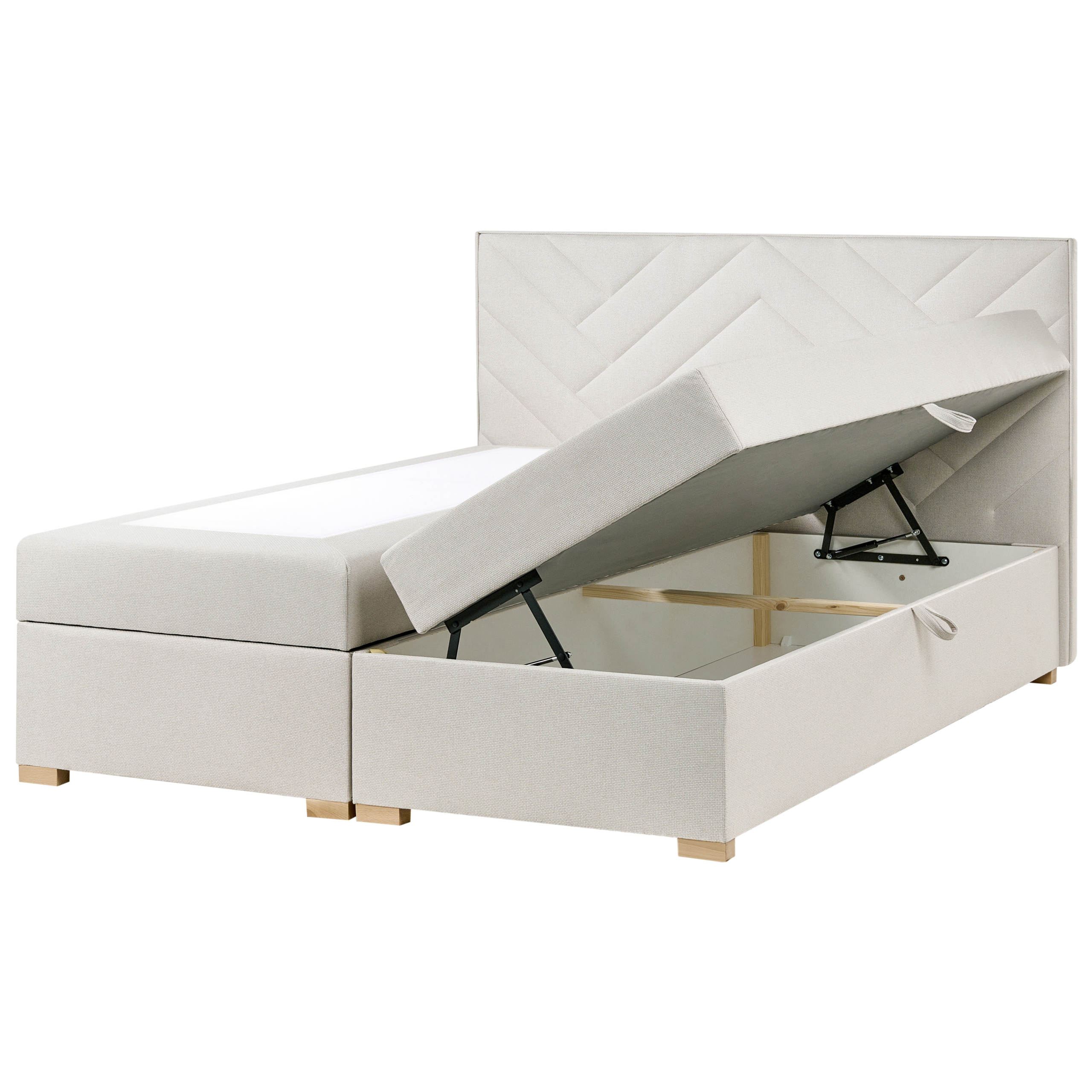 Kontinentalseng med opbevaring ESQUIRE Cremehvid 180 x 200 cm