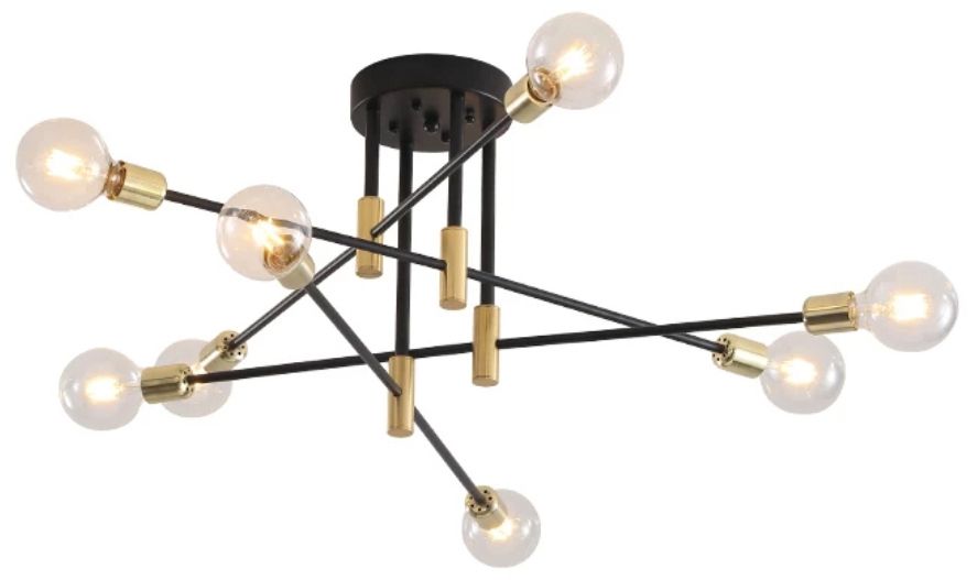 TOOLIGHT hængende loftlampe APP733-8C Sort/Guld 70x70x37cm