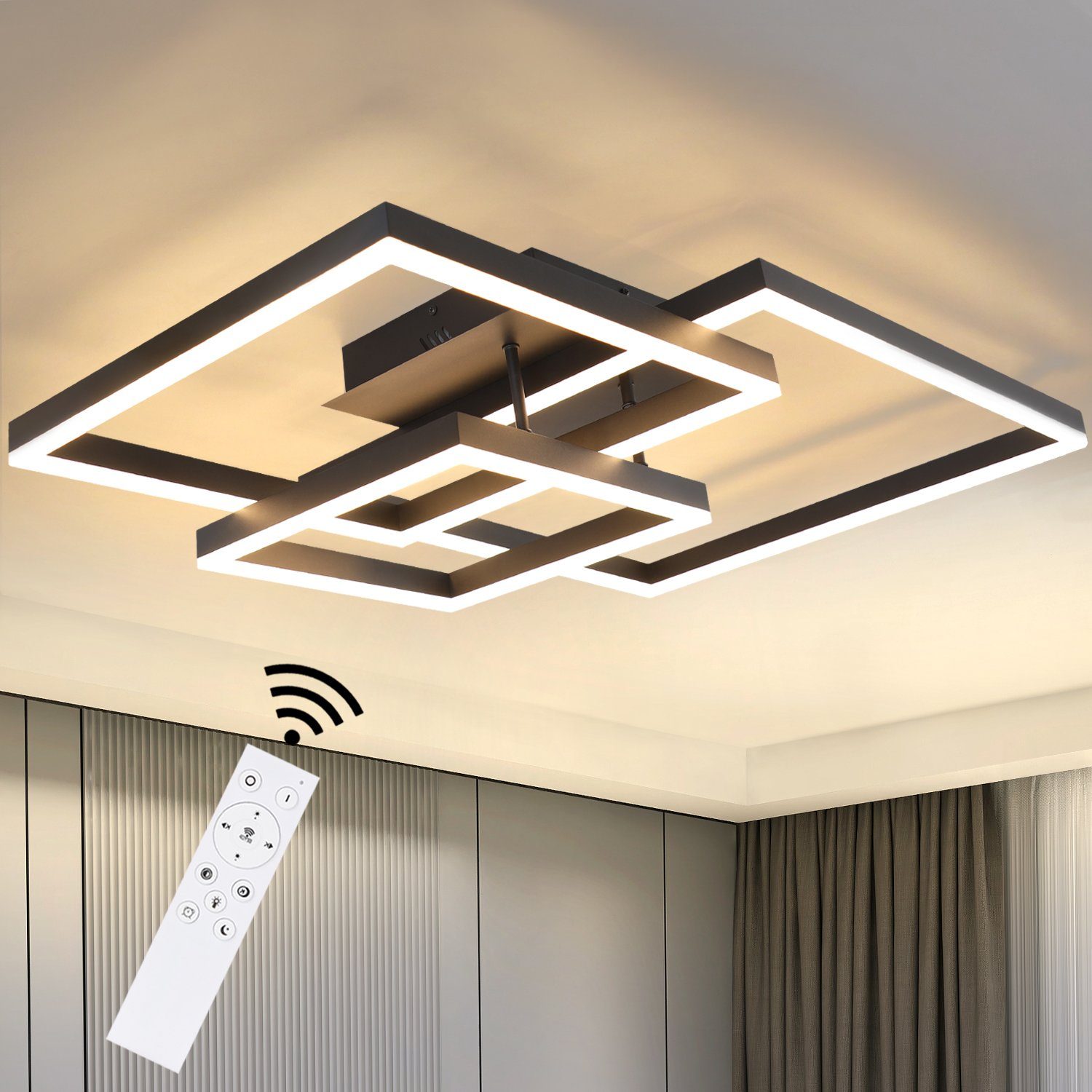 NETTLIFE LED loftlampe med fjernbetjening, sort, dæmpbar