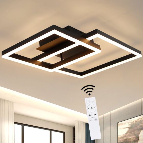 NETTLIFE LED - loftslampe, stuelampe, sort soveværelseslampe, 50W lampe, moderne dæmpbar. Med fjernbetjening.