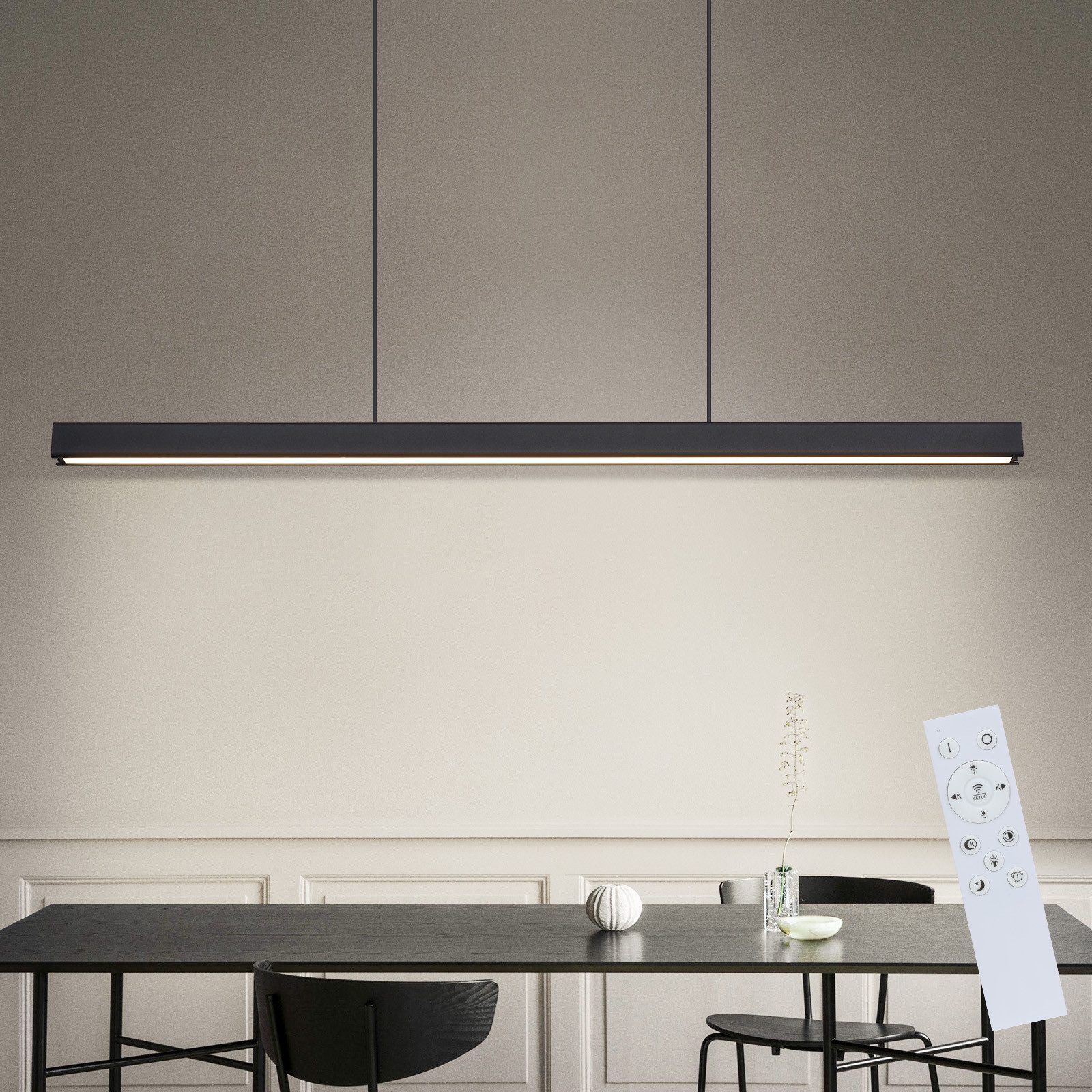 NETTLIFE LED pendellampe til spisestue, dæmpbar, sort, moderne, 50W, 148,5 cm
