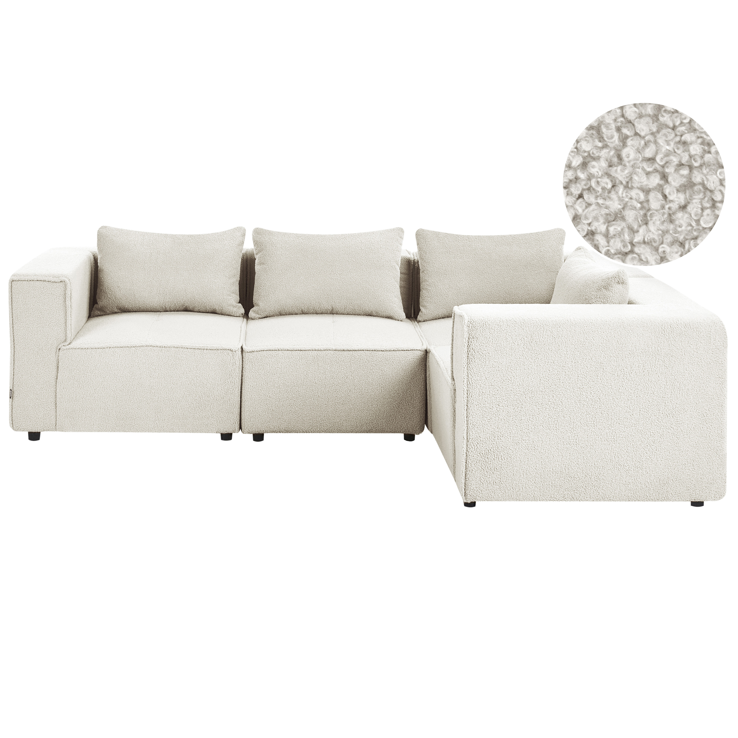 Hjørnesofa modul 4 personers AXEBO Boucle Cremehvid Venstrevendt