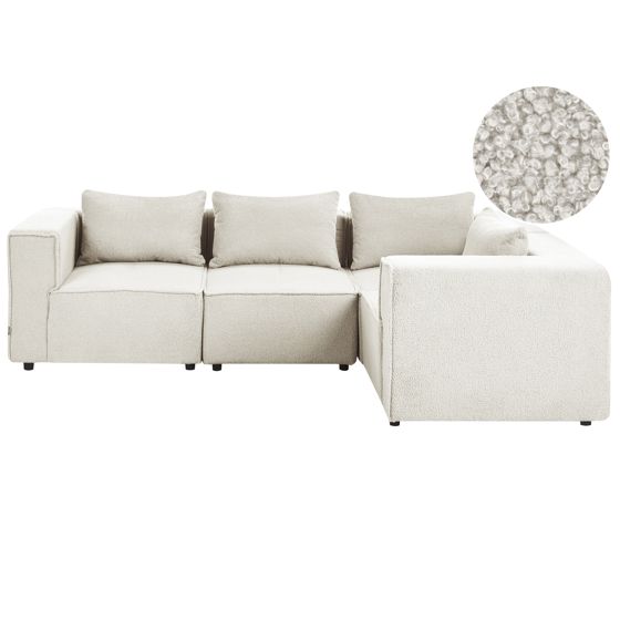 Hjørnesofa modul 4 personers AXEBO Boucle Cremehvid Venstrevendt