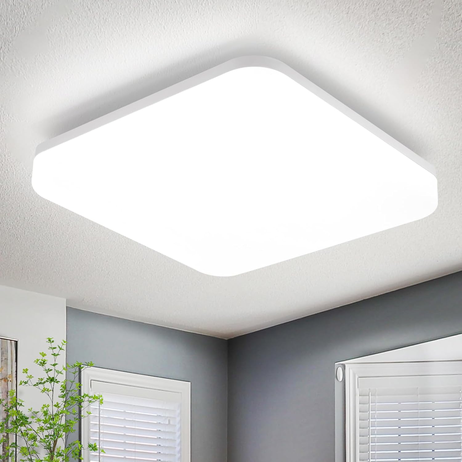NETTLIFE LED - loftlampe, 22 cm, firkantet, badeværelseslampe, IP54, 18 W, hvid, 5000 K