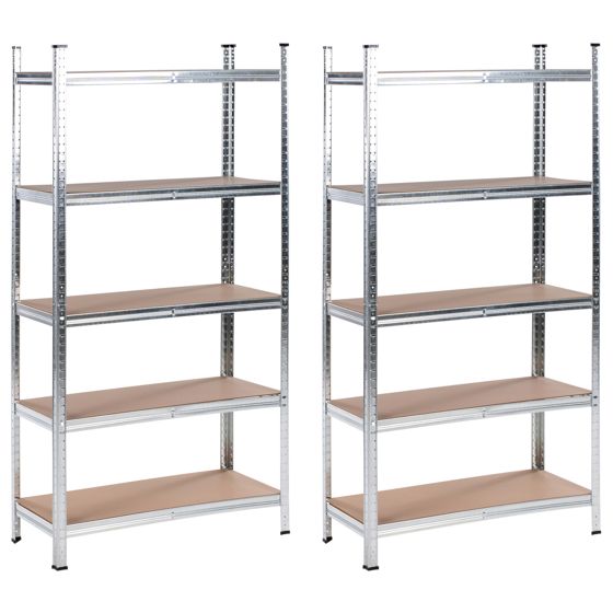 Sæt med 2 hylder til garagen XITTA 90 cm 180 cm Metal Sølv