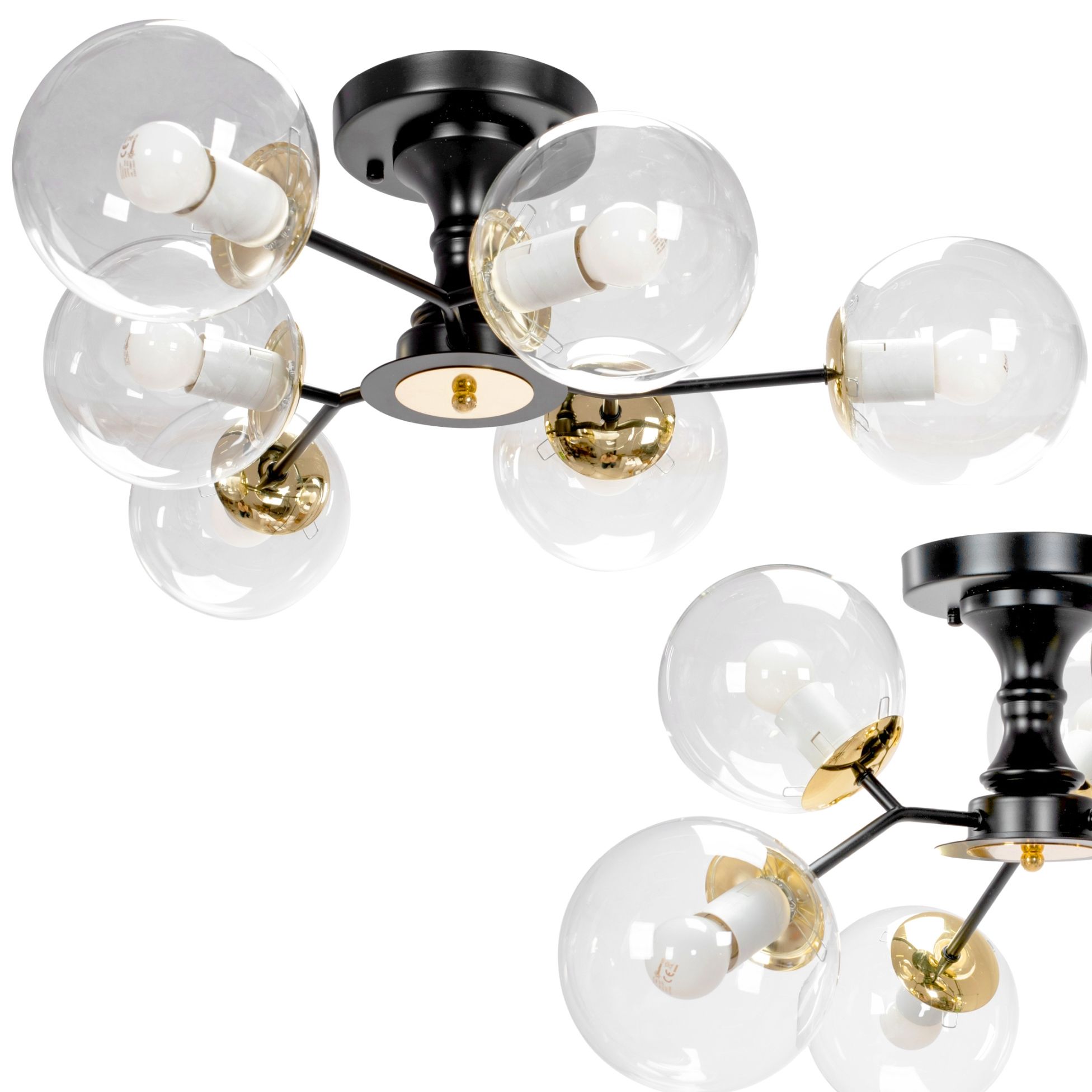 TOOLIGHT hængende loftlampe APP1134-6C Sort/Guld 67x67x35cm