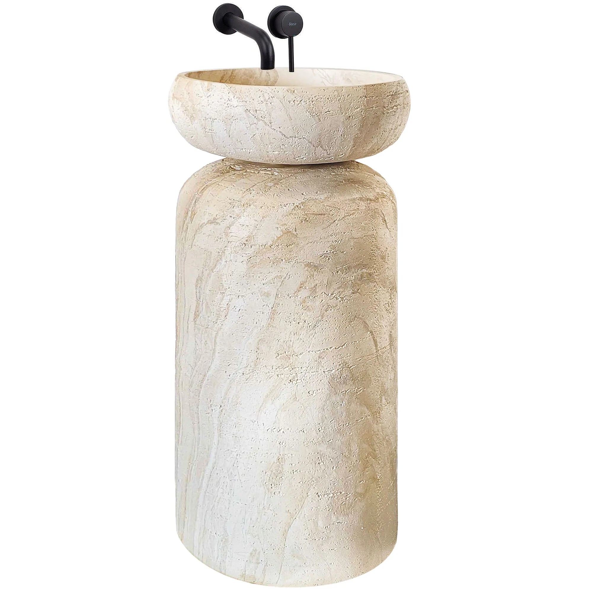 REA fritstående håndvask Cherri Beige, 41x41x89,5cm