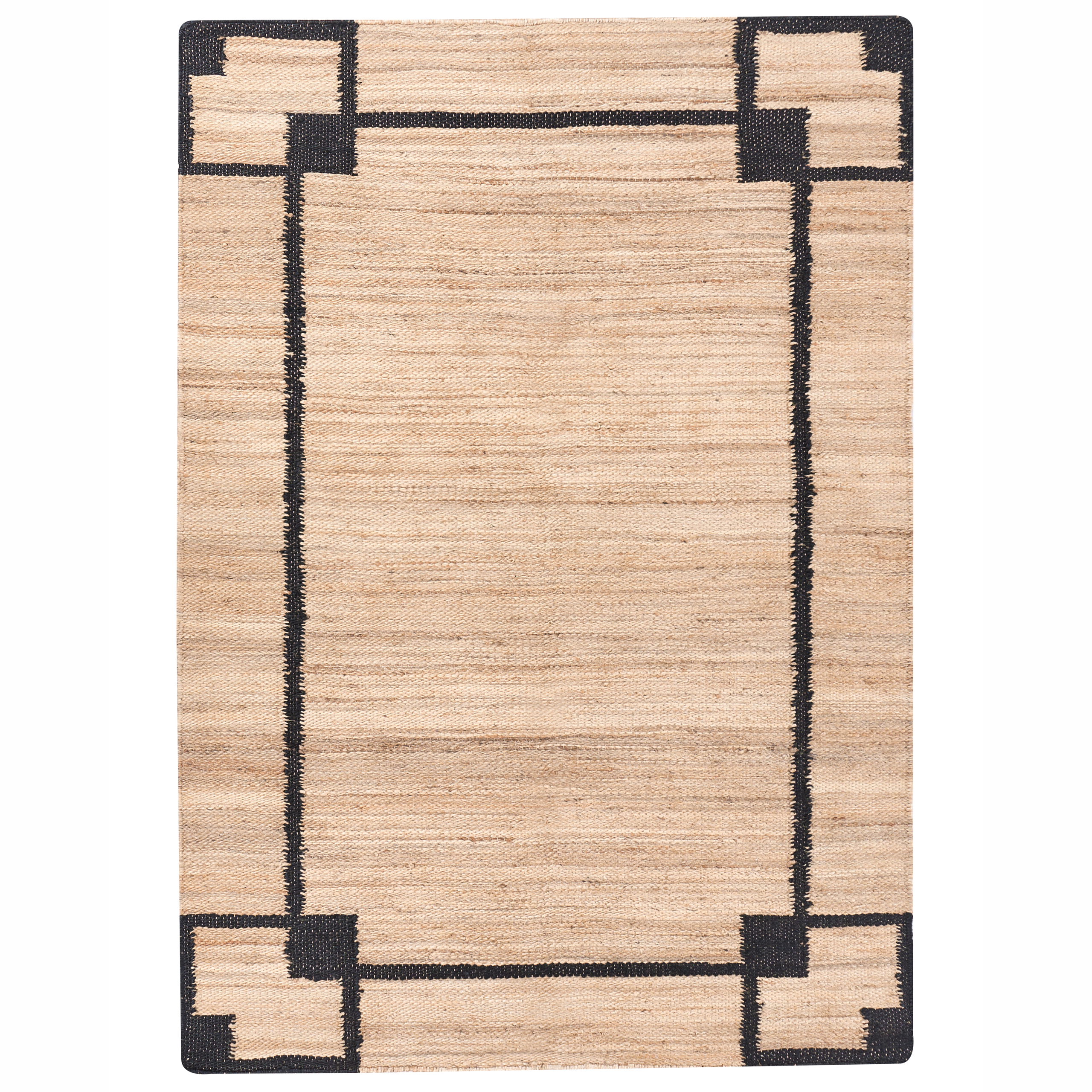 Gulvtæppe GONDIA Sort/beige 160 x 230 cm Jute