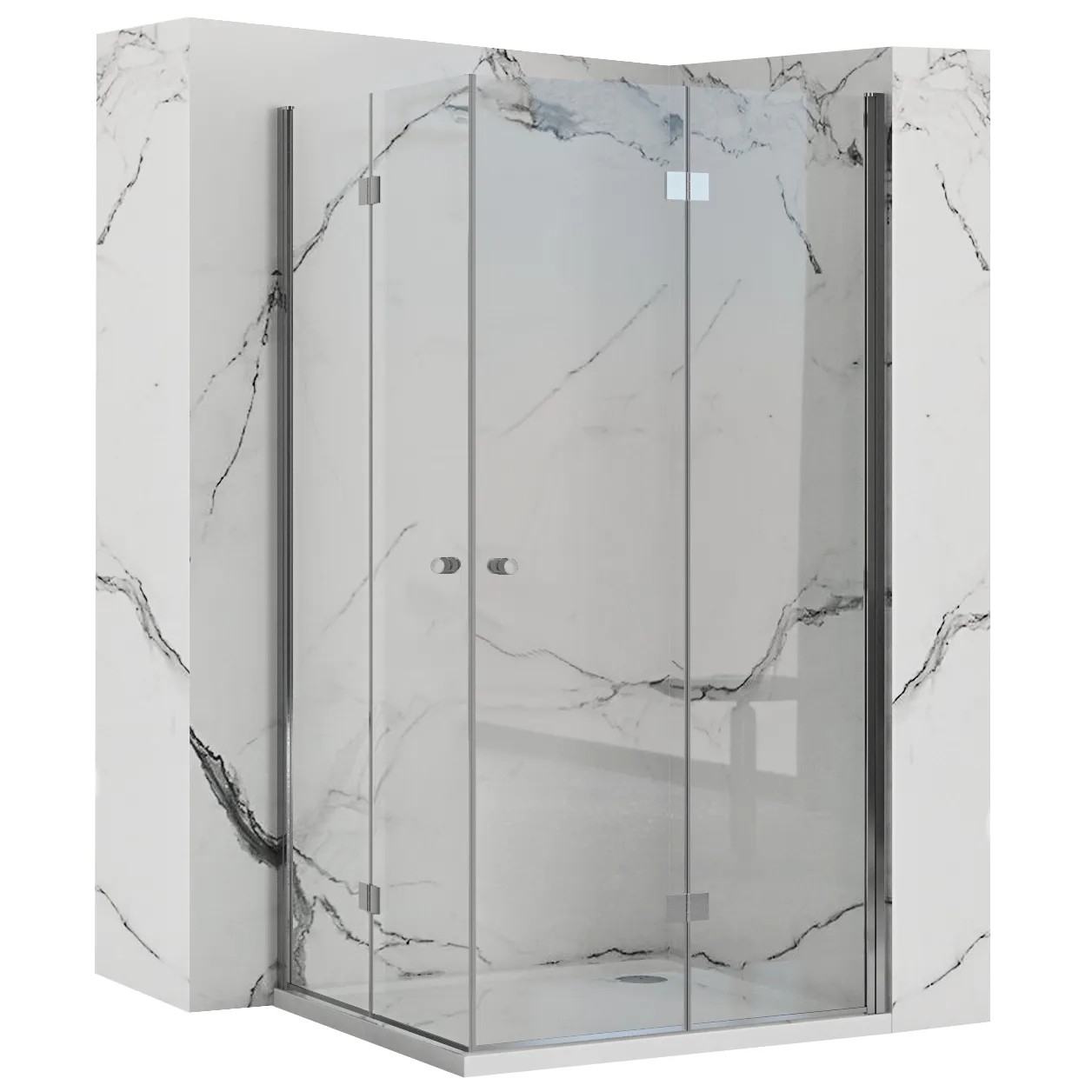 REA sammenfoldelig brusekabine FOLD N2 90x90 Krom, 90x90x190cm