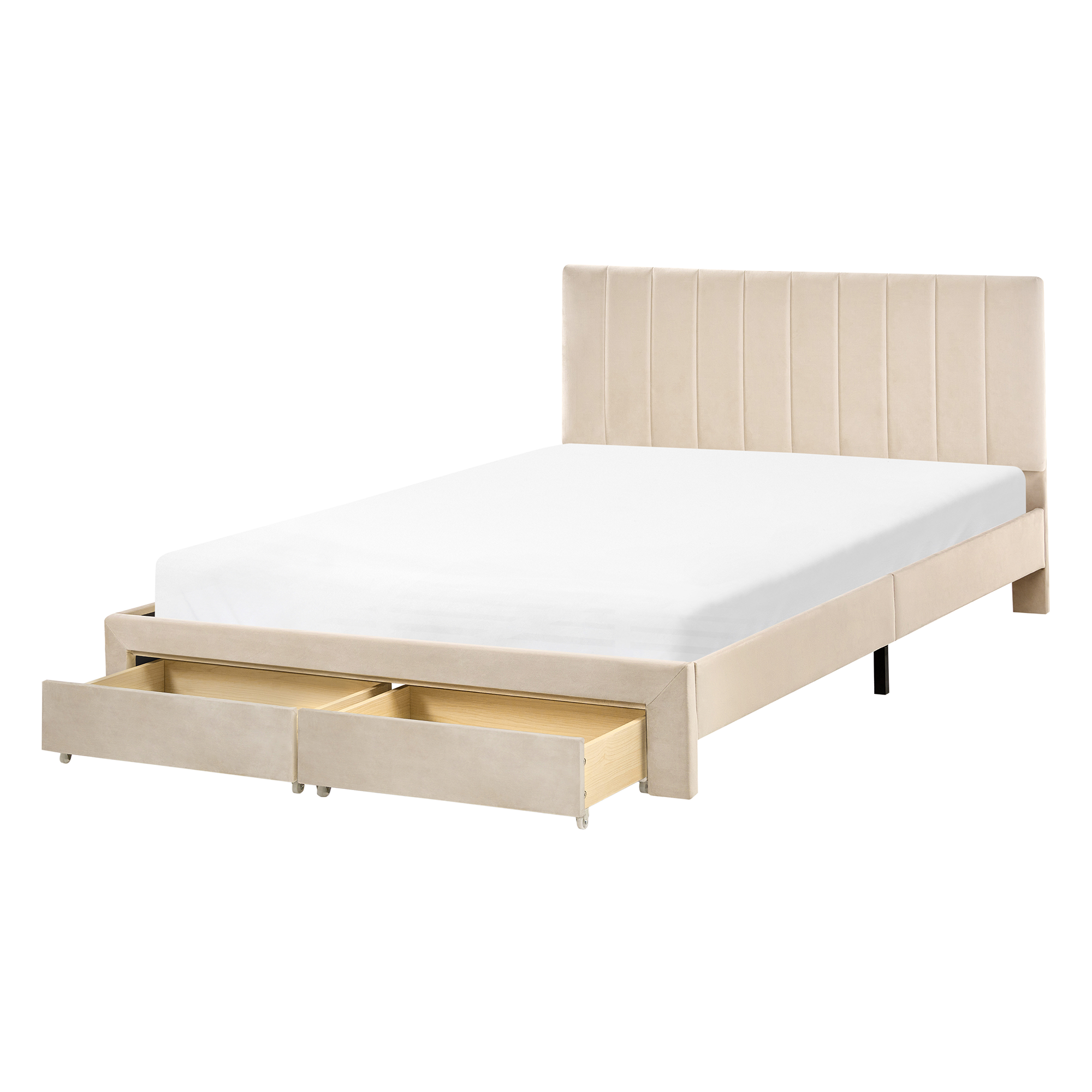 Seng med skuffer til opbevaring LONZAC Velour Beige 140 x 200 cm