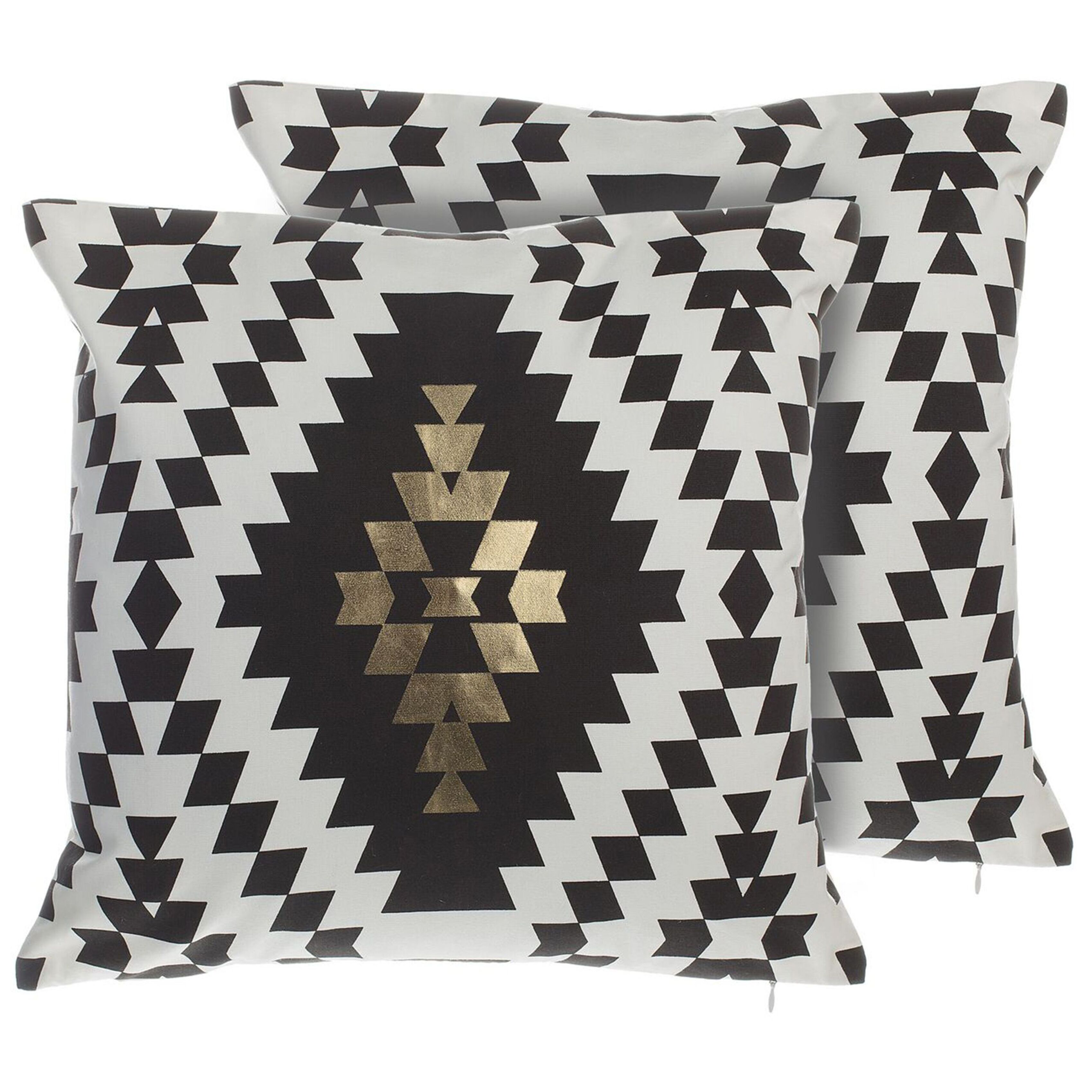 Sæt af 2 pyntepuder COLEUS 45 x 45 cm Bomuld Sort Geometrisk mønster