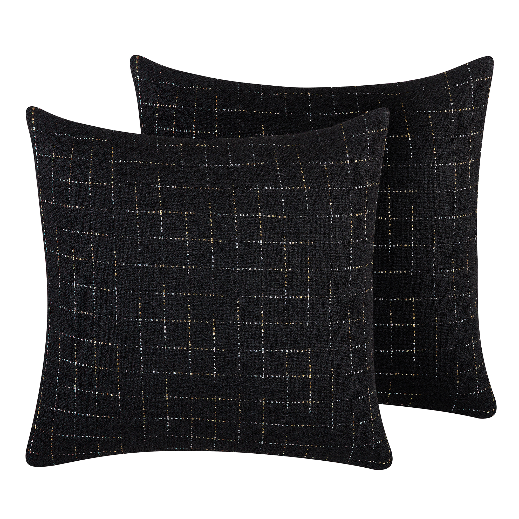 Sæt af 2 pyntepuder BELLFLOWER 45 x 45 cm Sort Geometrisk mønster
