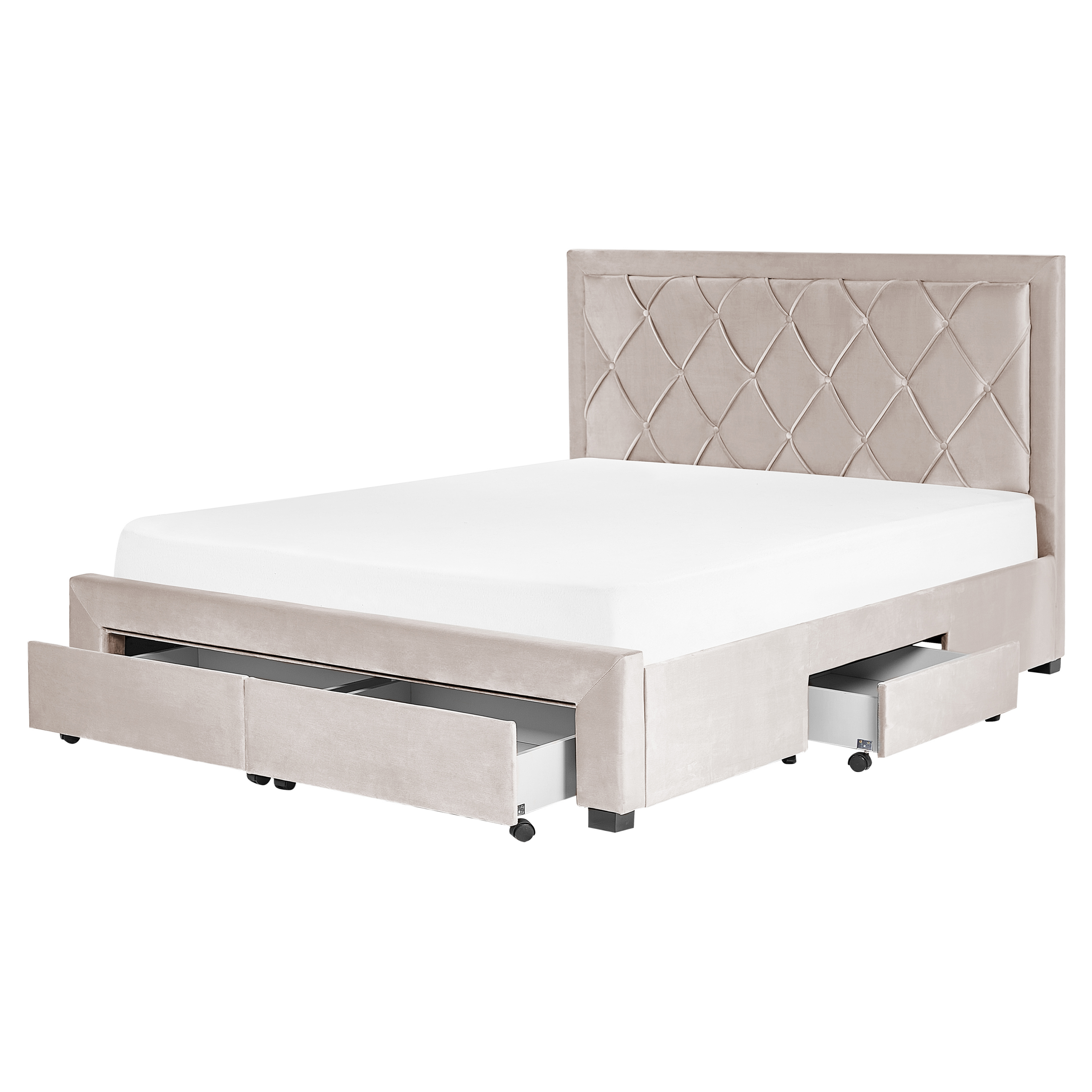 Seng med skuffer til opbevaring LIEVIN Velour Beige 160 x 200 cm