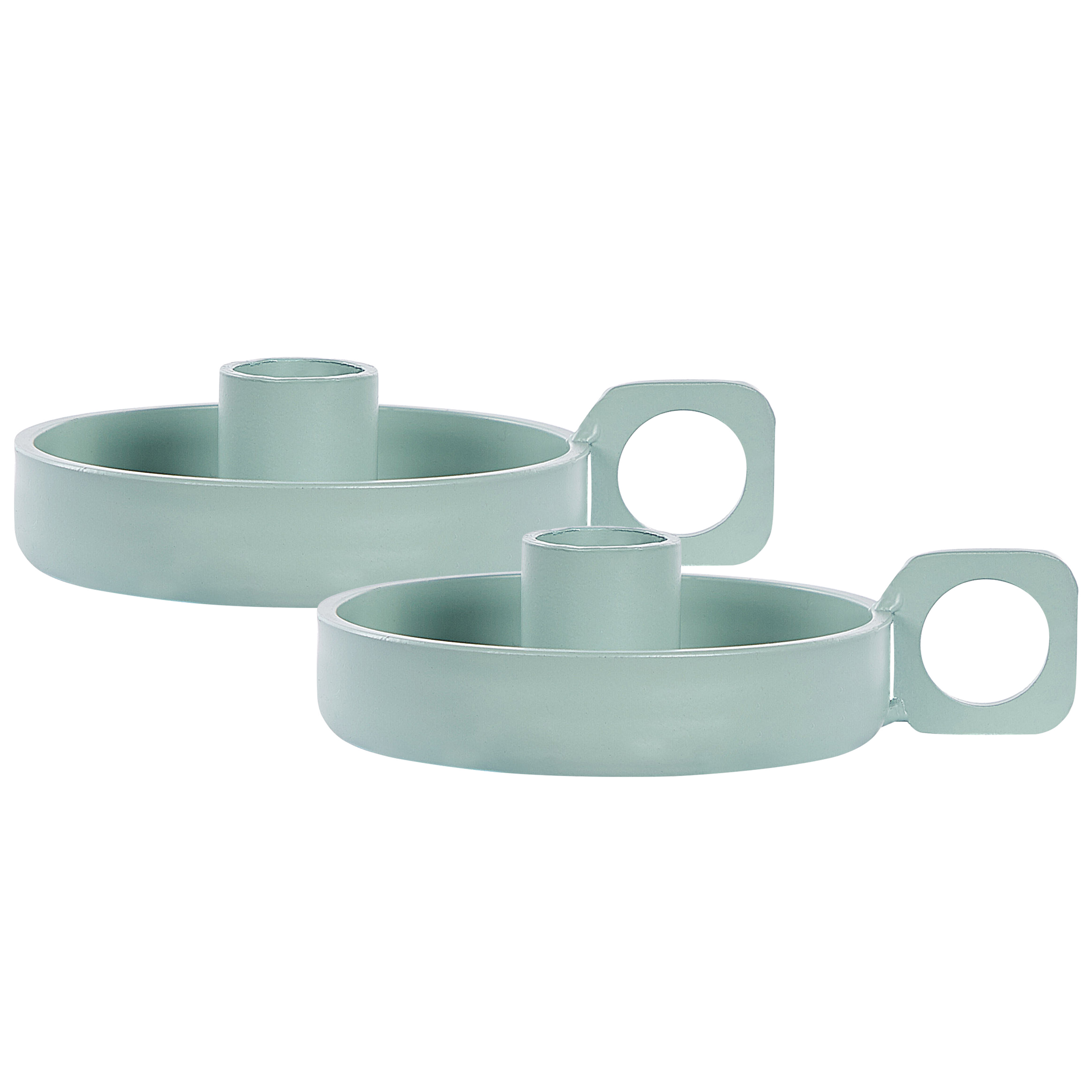 Sæt af 2 lysestager CHORIO 4 cm Metal Mintgrøn