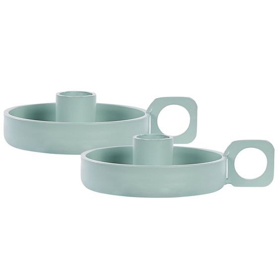 Sæt af 2 lysestager CHORIO 4 cm Metal Mintgrøn