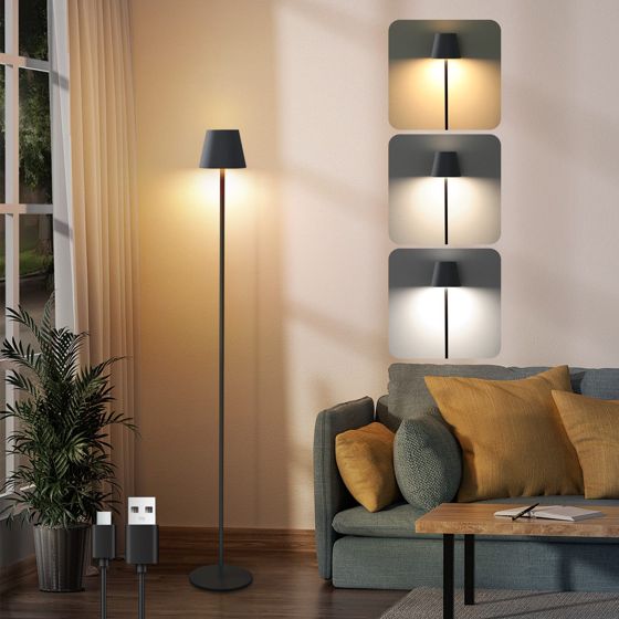 NETTLIFE LED gulvlampe sort moderne dæmpbar 125 cm 3 farvetemperaturer USB til stuen