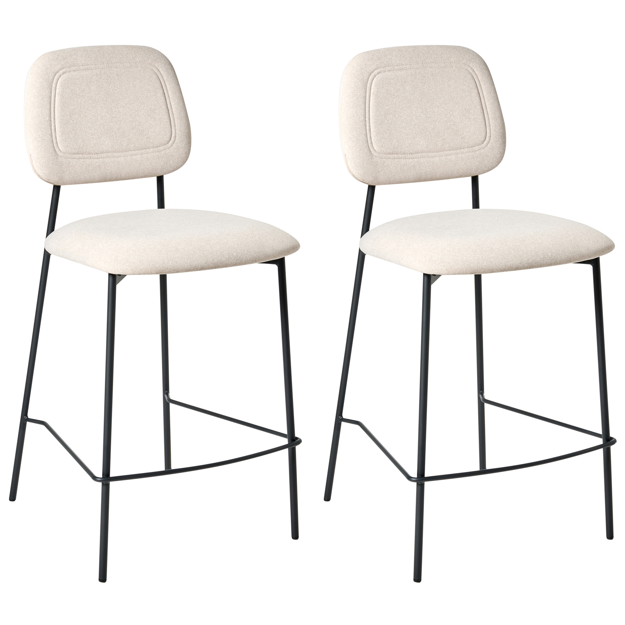 Sæt med 2 barstole DUETTE Velour Lys Beige