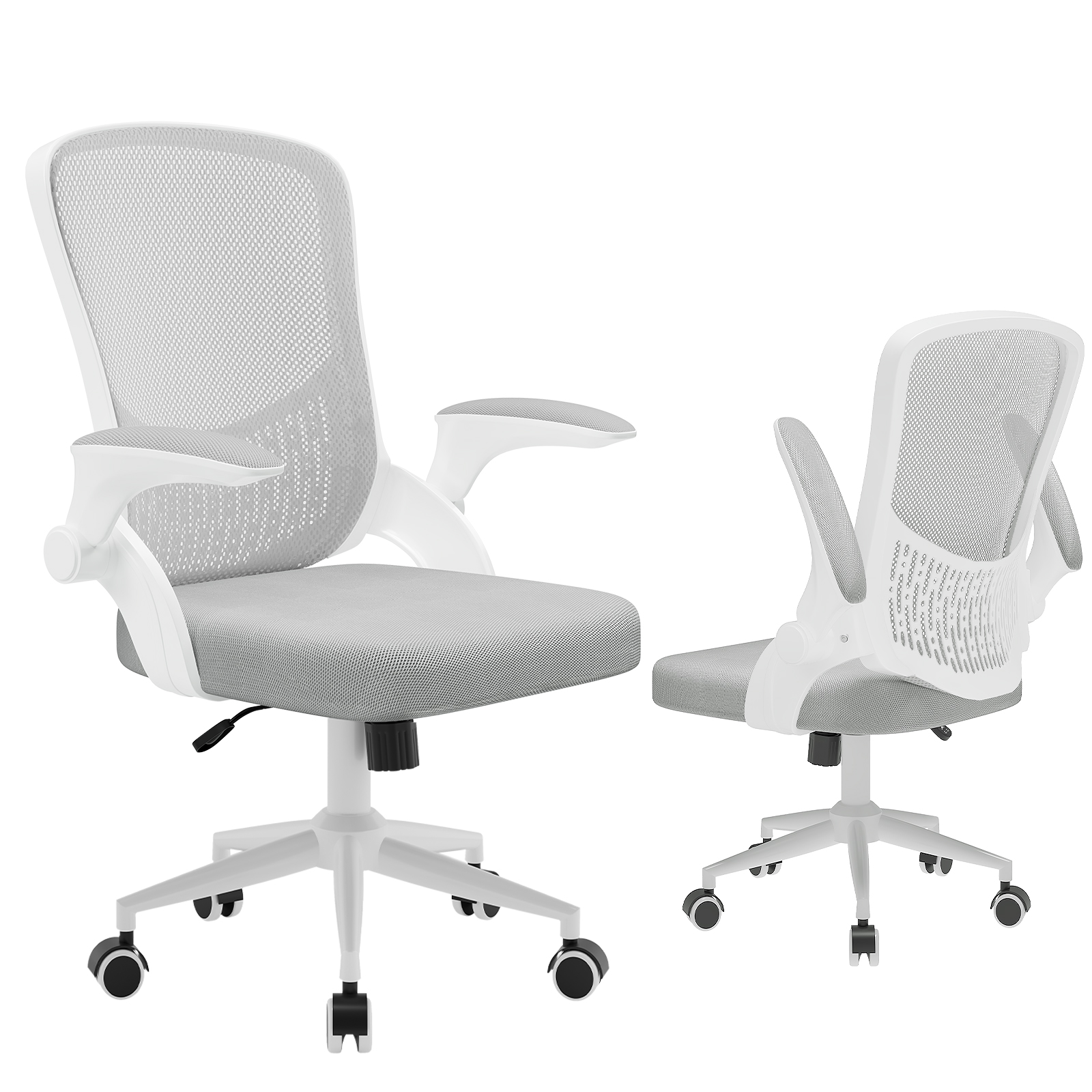 Toimistotuoli N ergonomisk opbevaringslomme foldbare armlæn højdejusterbar hjem kontor grå