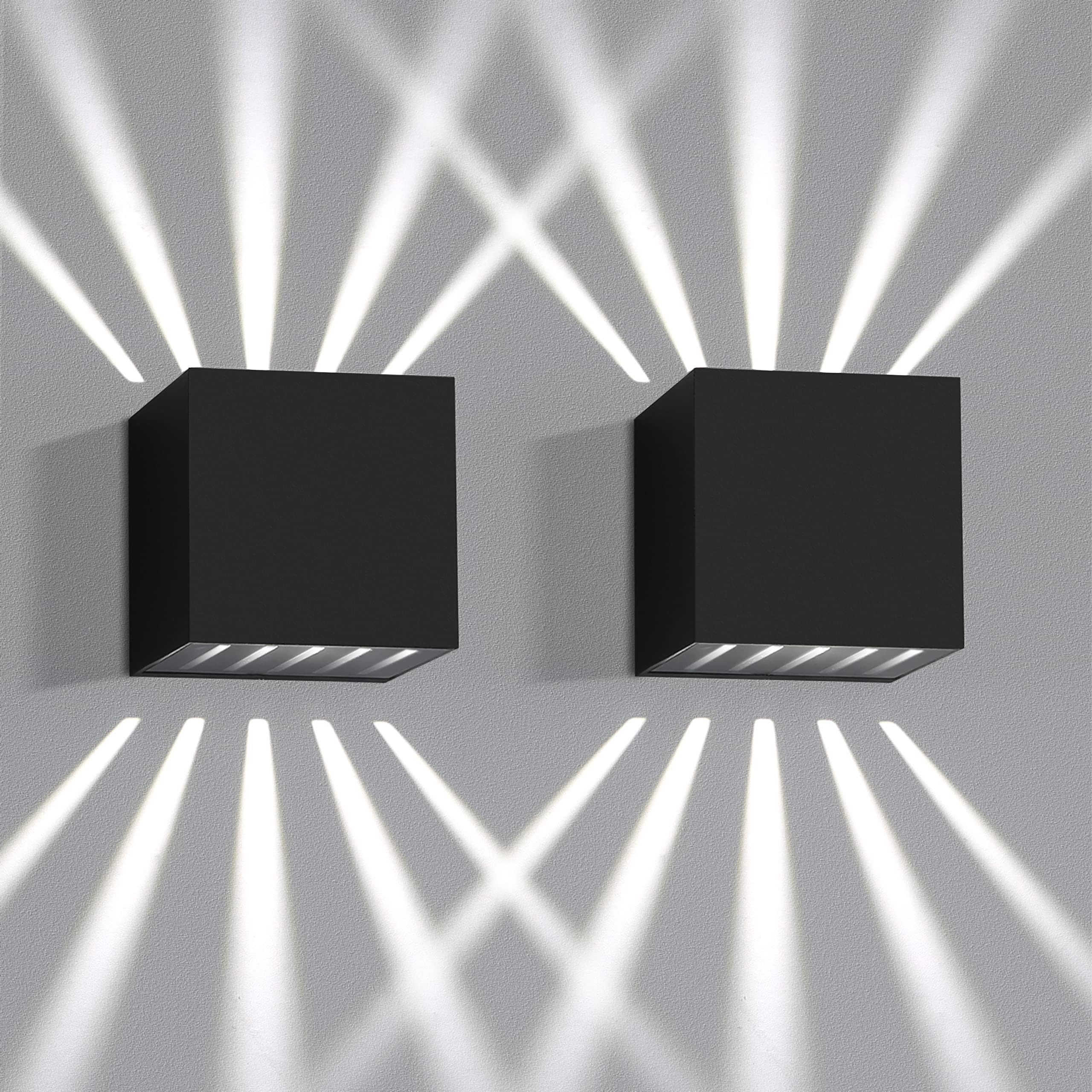 NETTLIFE 2 stk. LED-væglampe til indendørs og udendørs brug - sort udendørslampe IP65 vandtæt udendørs væglampe 3000K kølig hvid up down 10W