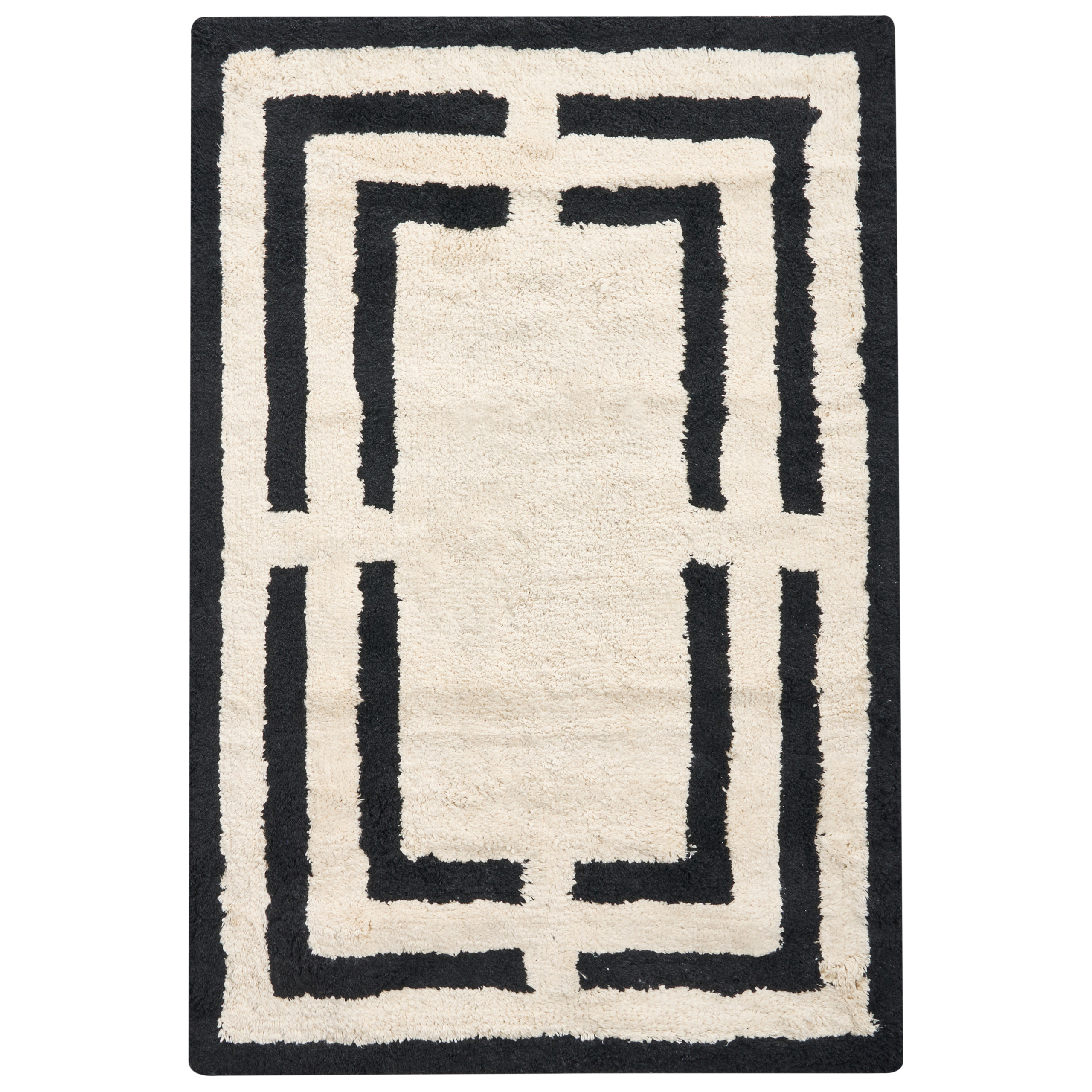 Bademåtte RISALU Sort/beige 60 x 90 cm Bomuld