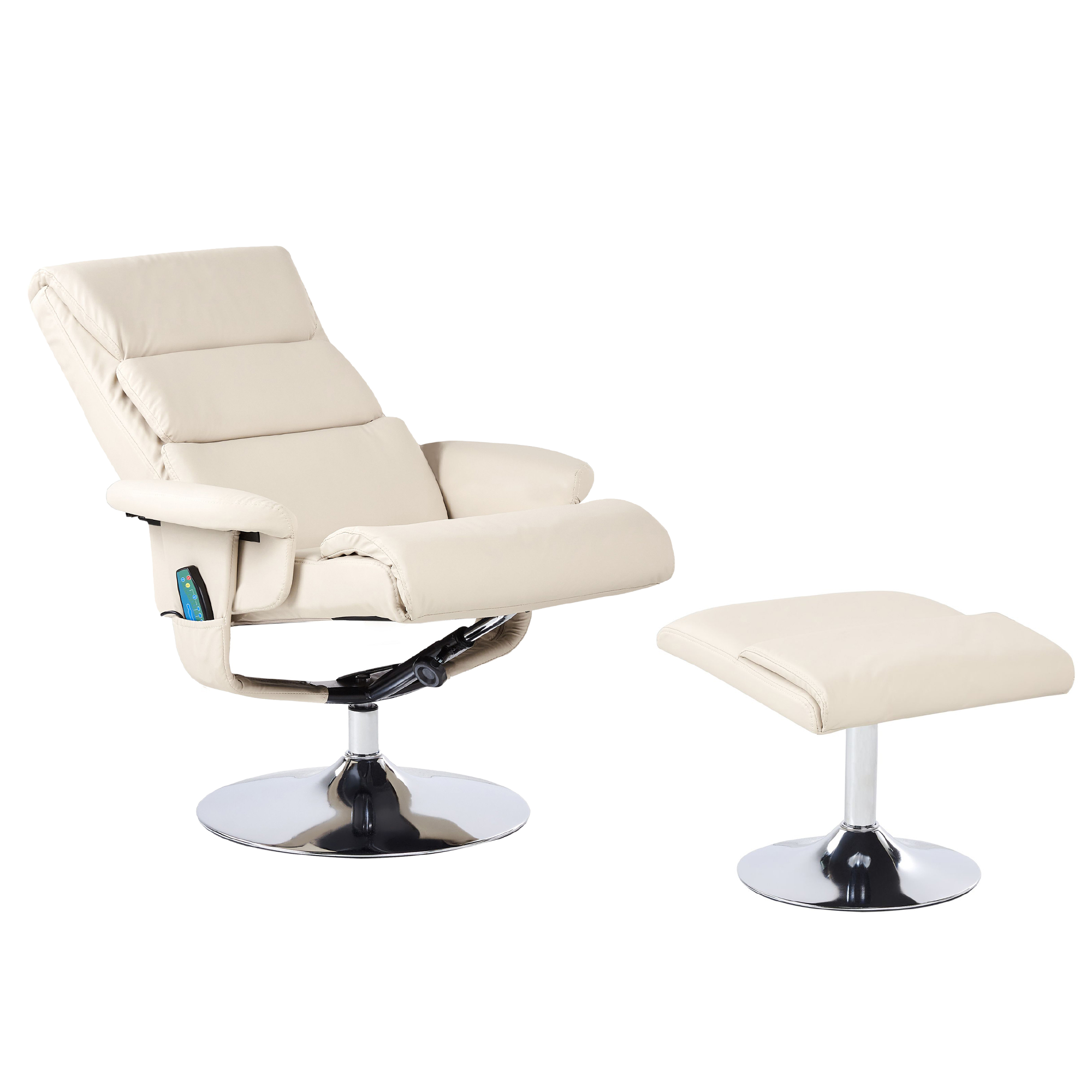 Massagestol LEGEND med fodskammel Kunstlæder Lys Beige
