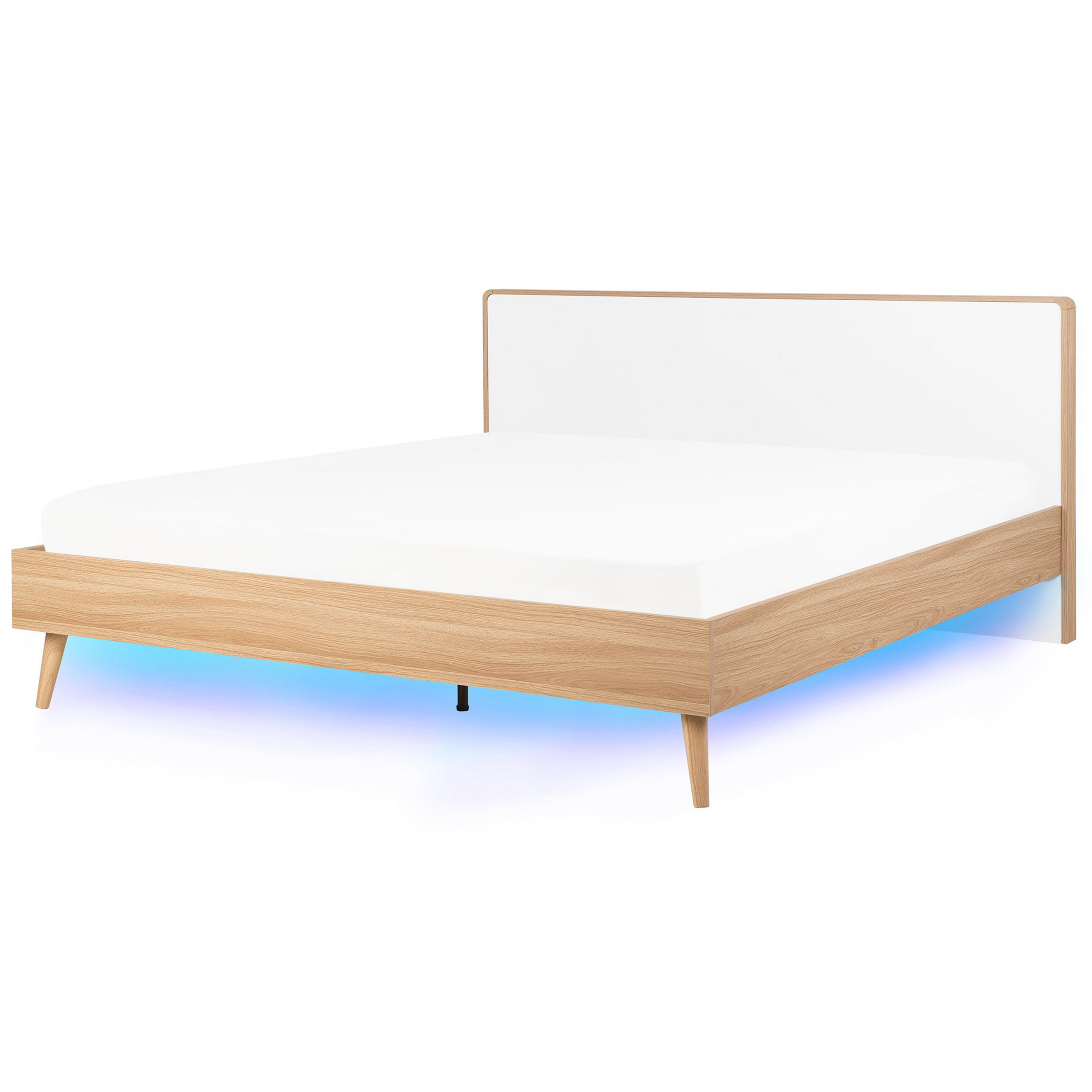 Seng med LED SERRIS 180 x 200 cm Lysebrun