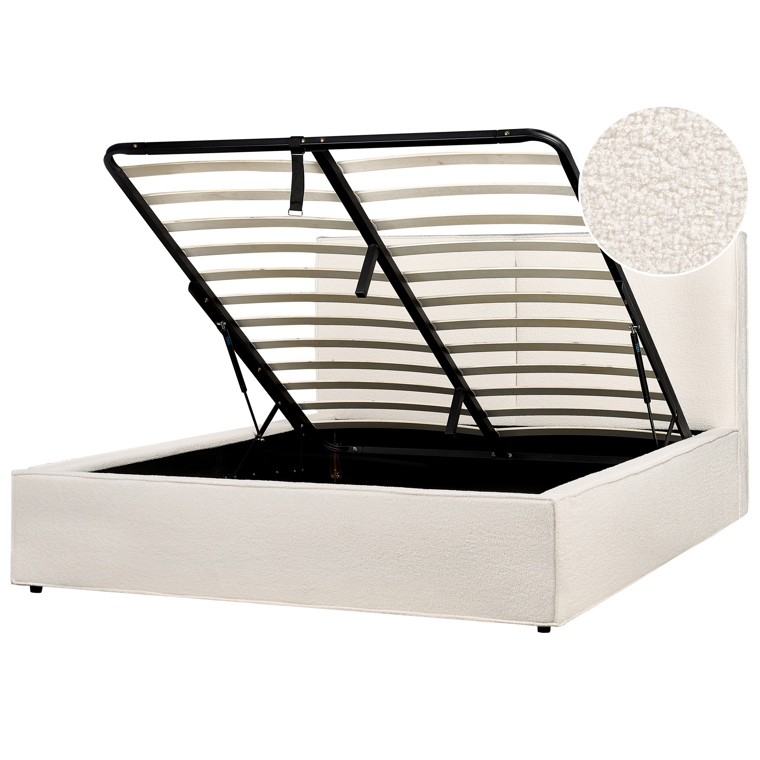 Seng med opbevaring MOISSAC Boucle Cremehvid 160 x 200 cm