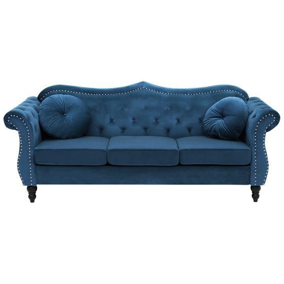 Sofa 3 personers SKIEN Velour Navy Blå