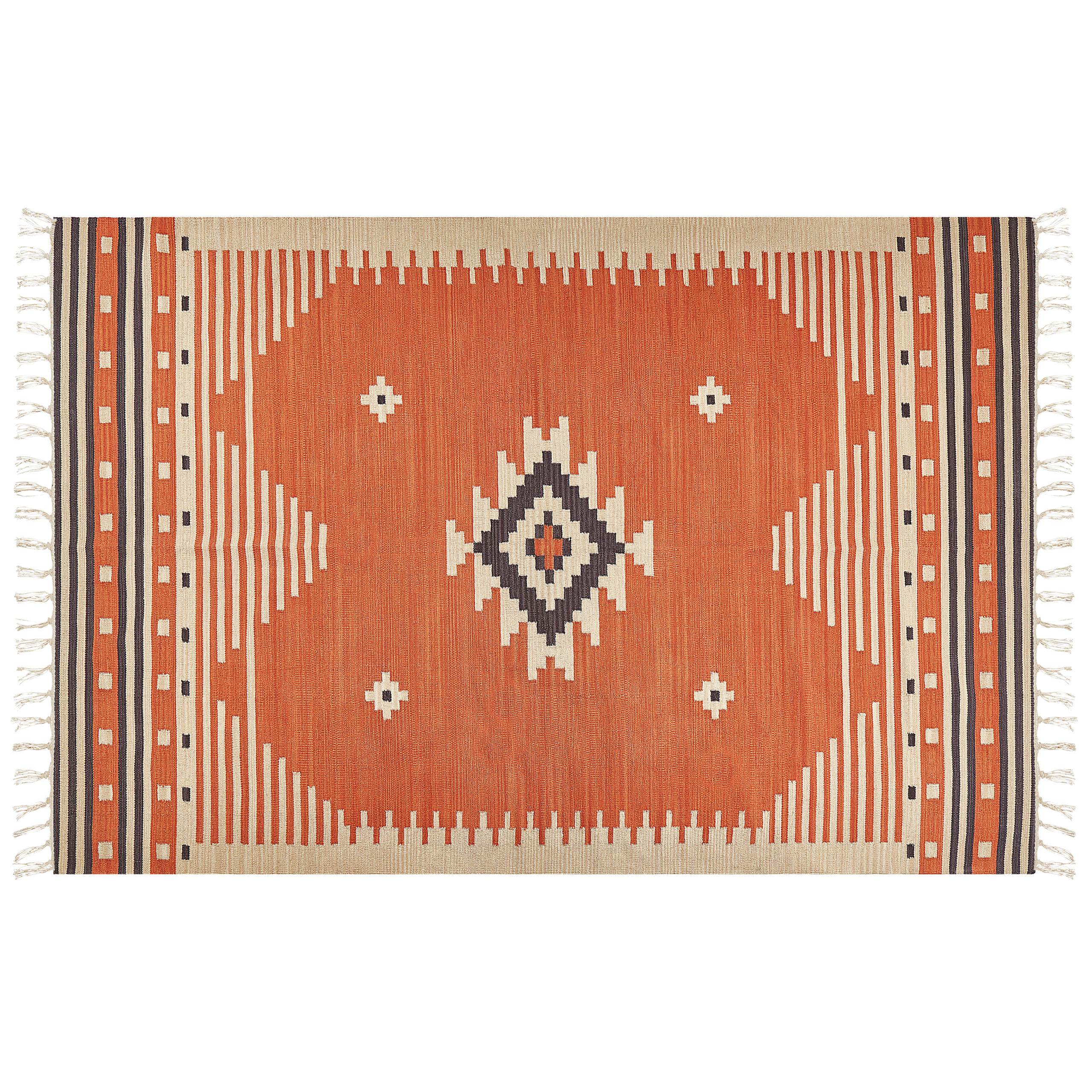 Gulvtæppe GAVAR Orange 200 x 300 cm Kelim Bomuld