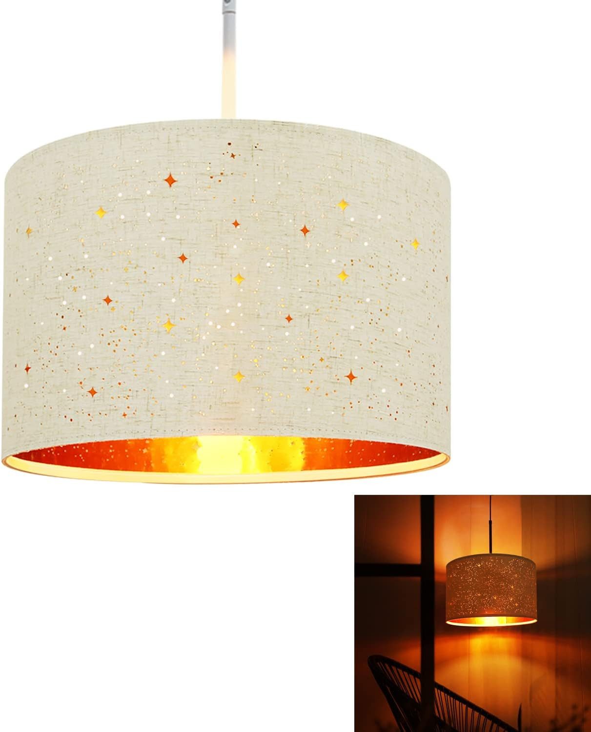 NETTLIFE hvid metalpendellampe, diameter 38 cm, E27, 38 cm, moderne, med stofskærm uden pære