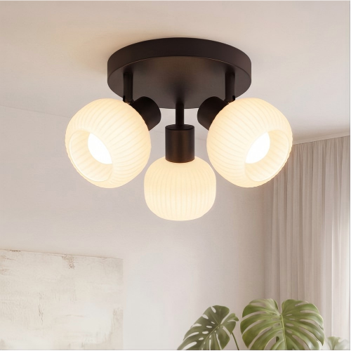 NETTLIFE Loftspotlight med 2 glasskærme E14 vintage uden pære sort 350° justerbar